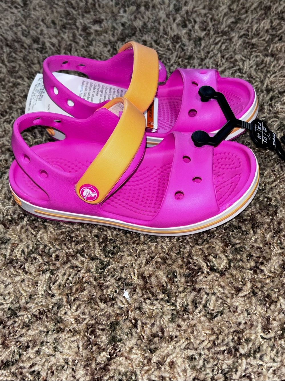 Crocs Crocband C9 Toddler Girls Pink Sandals Croslite Beach Orange Open Toe